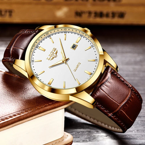 LIGE – Montre Militaire Homme | Chronographe, Cuir Marron & Étanche