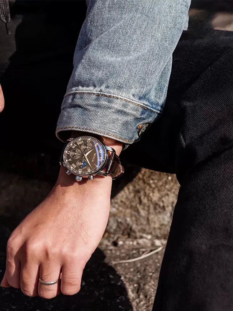 Montre Homme Business – Bracelet Cuir & Cadran Rond | Style Classique