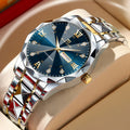 Montre Homme Luxe – Double Calendrier, Cadran Bleu Or & Acier Inoxydable 41mm