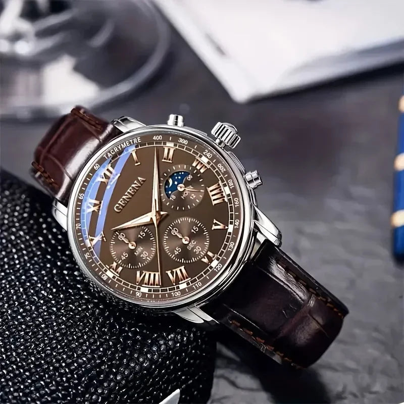 Montre Homme Business – Bracelet Cuir & Cadran Rond | Style Classique