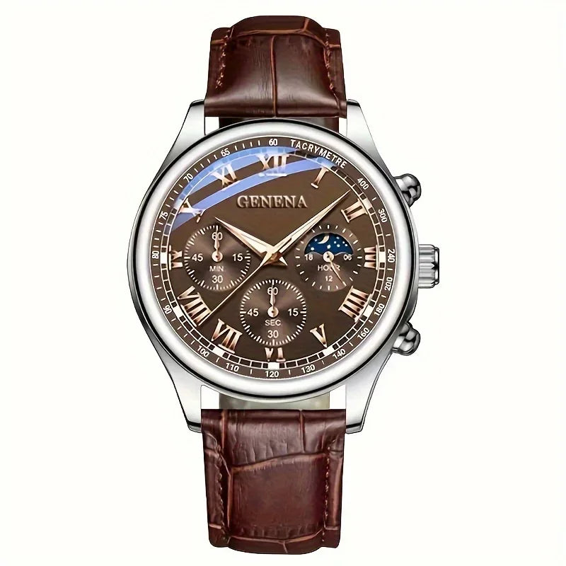 Montre Homme Business – Bracelet Cuir & Cadran Rond | Style Classique