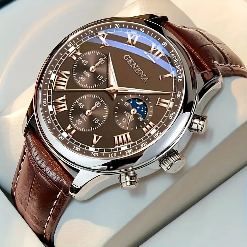 Montre Homme Business – Bracelet Cuir & Cadran Rond | Style Classique