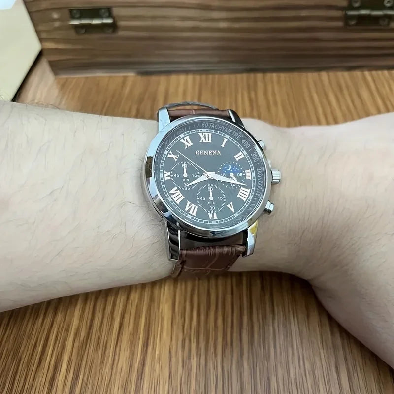 Montre Homme Business – Bracelet Cuir & Cadran Rond | Style Classique