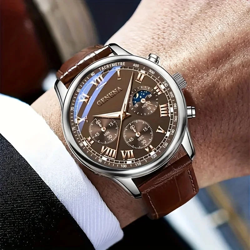 Montre Homme Business – Bracelet Cuir & Cadran Rond | Style Classique