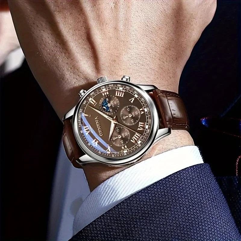 Montre Homme Business – Bracelet Cuir & Cadran Rond | Style Classique